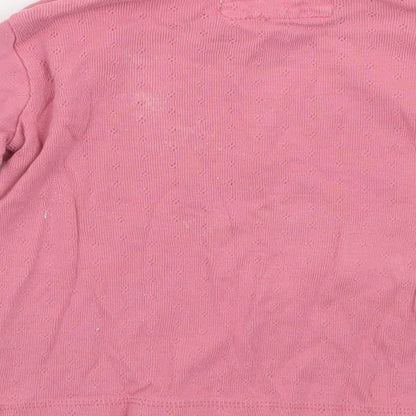 Brand and care label for Next girls’ pink basic t-shirt, size 12, months