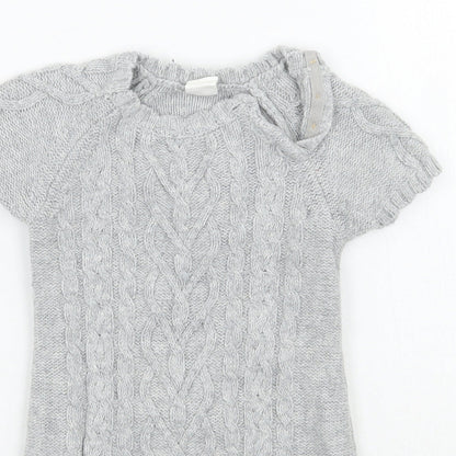 Close-up detail of H&M girls’ grey jumper, size XS