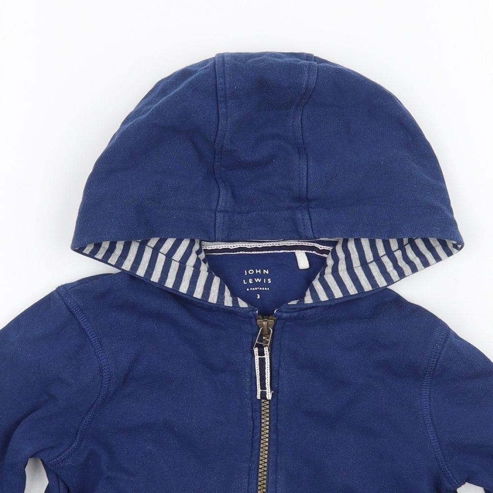 Close-up detail of John Lewis boys’ blue jacket coat, size 3, years