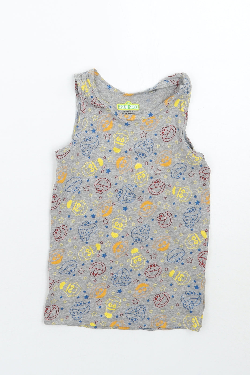 Sesame Street Boys Grey Geometric  Basic Tank Size 6 Years