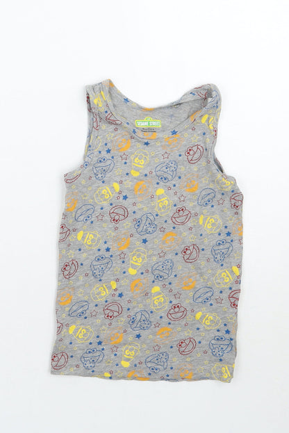 Sesame Street Boys Grey Geometric  Basic Tank Size 6 Years