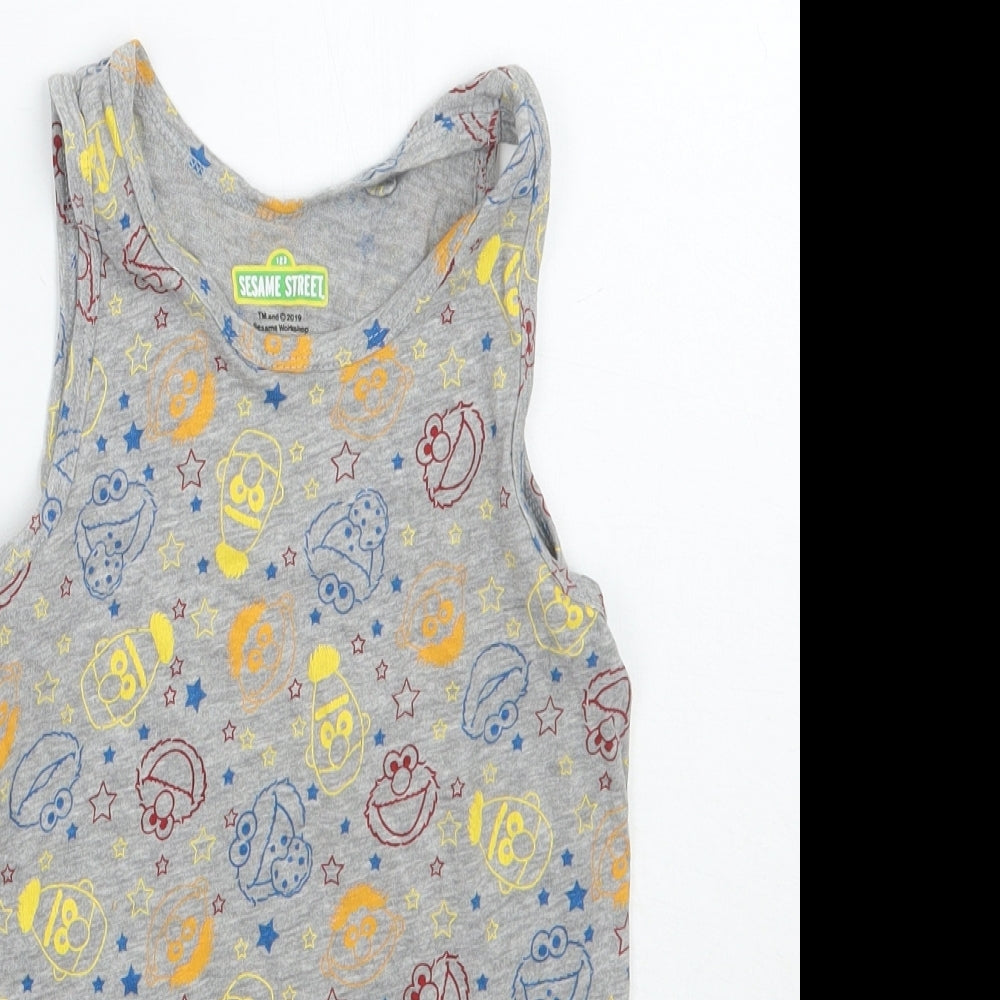 Sesame Street Boys Grey Geometric  Basic Tank Size 6 Years