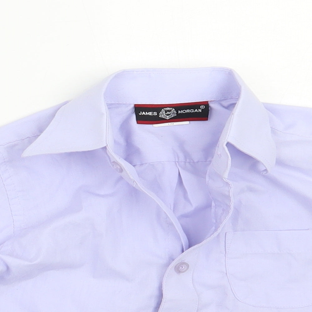 Close-up detail of James morgan boys’ purple basic button-up, size 12, months