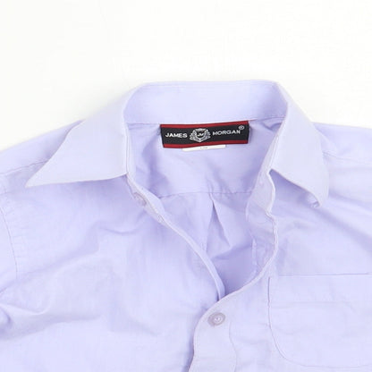 Close-up detail of James morgan boys’ purple basic button-up, size 12, months