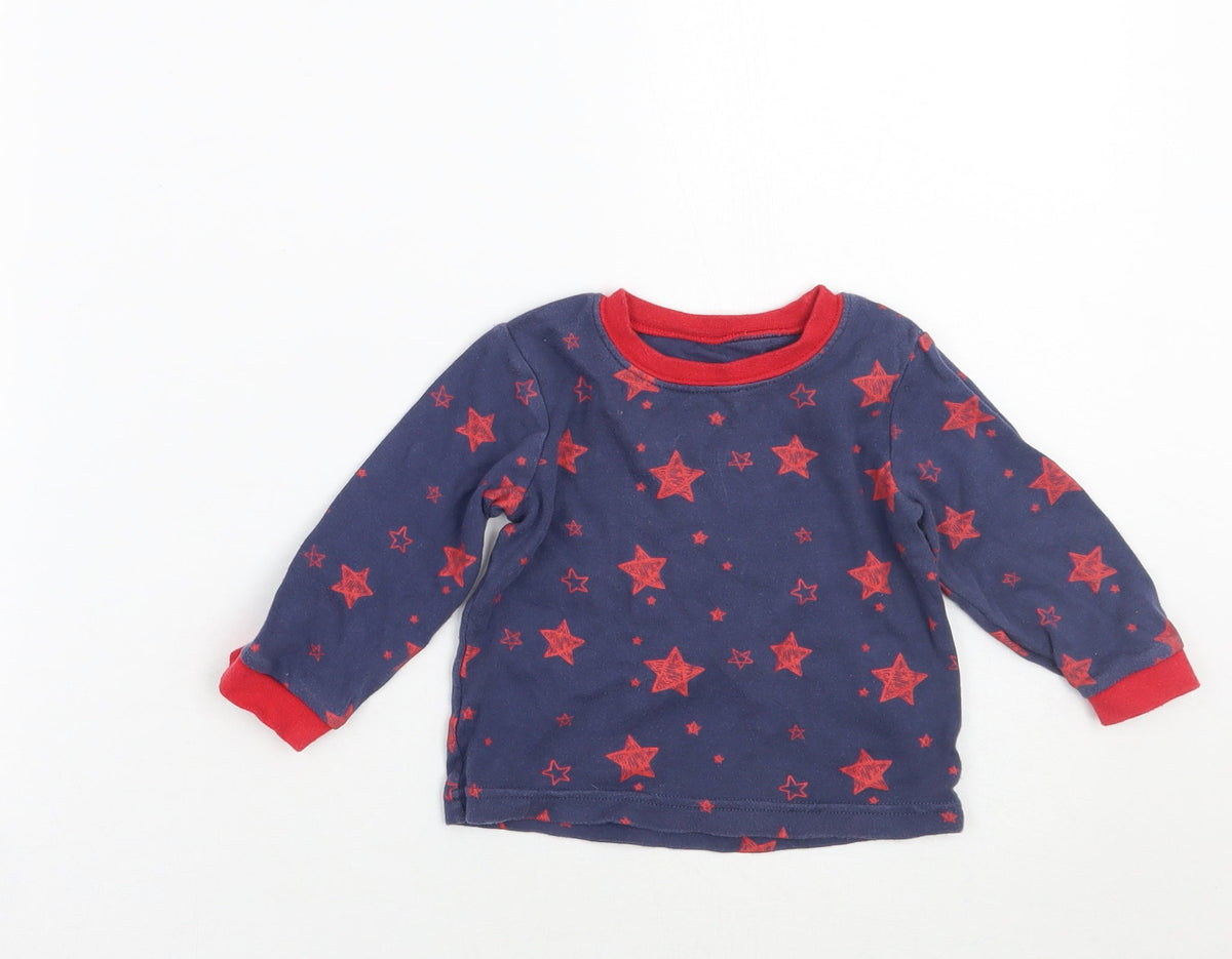 Additional front view of George boys’ blue geometric basic t-shirt, size 9-12, months