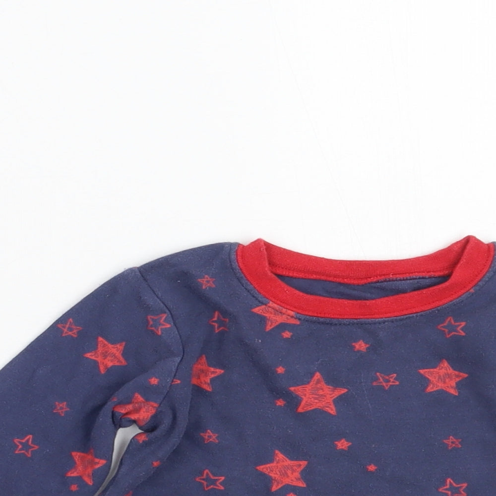 Close-up detail of George boys’ blue geometric basic t-shirt, size 9-12, months