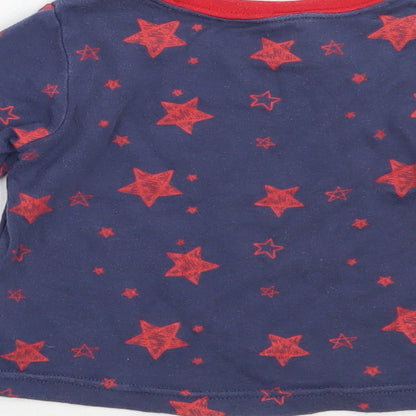 Brand and care label for George boys’ blue geometric basic t-shirt, size 9-12, months