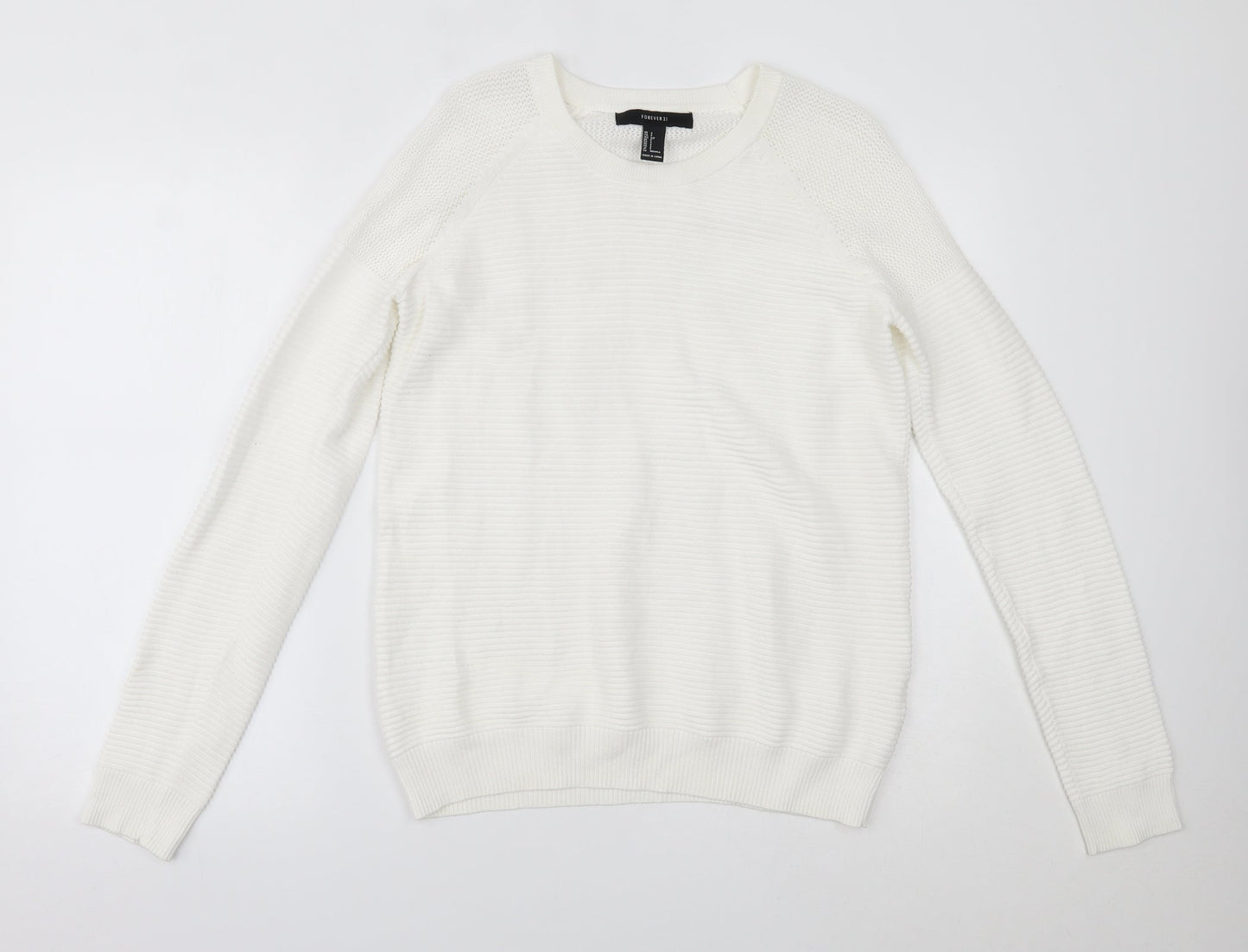 FOREVER 21 Womens White   Pullover Jumper Size S