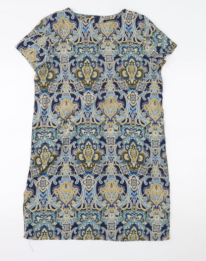 Boohoo Womens Blue Paisley  T-Shirt Dress  Size 8