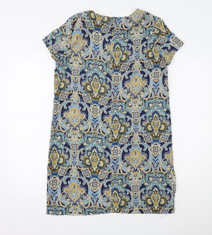 Boohoo Womens Blue Paisley  T-Shirt Dress  Size 8