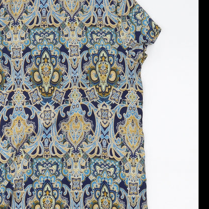 Boohoo Womens Blue Paisley  T-Shirt Dress  Size 8