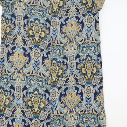 Boohoo Womens Blue Paisley  T-Shirt Dress  Size 8