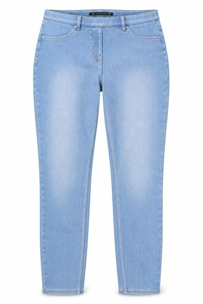Front view of Next women’s blue denim jegging jeans, size S, 28-inch leg