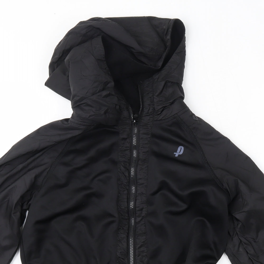 Close-up detail of Penn women’s black jacket, size XS