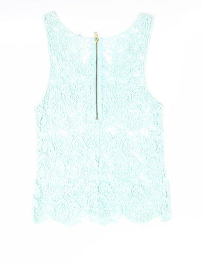 Preworn Womens Green Floral  Tunic Tank   - Back Zip Mint Green
