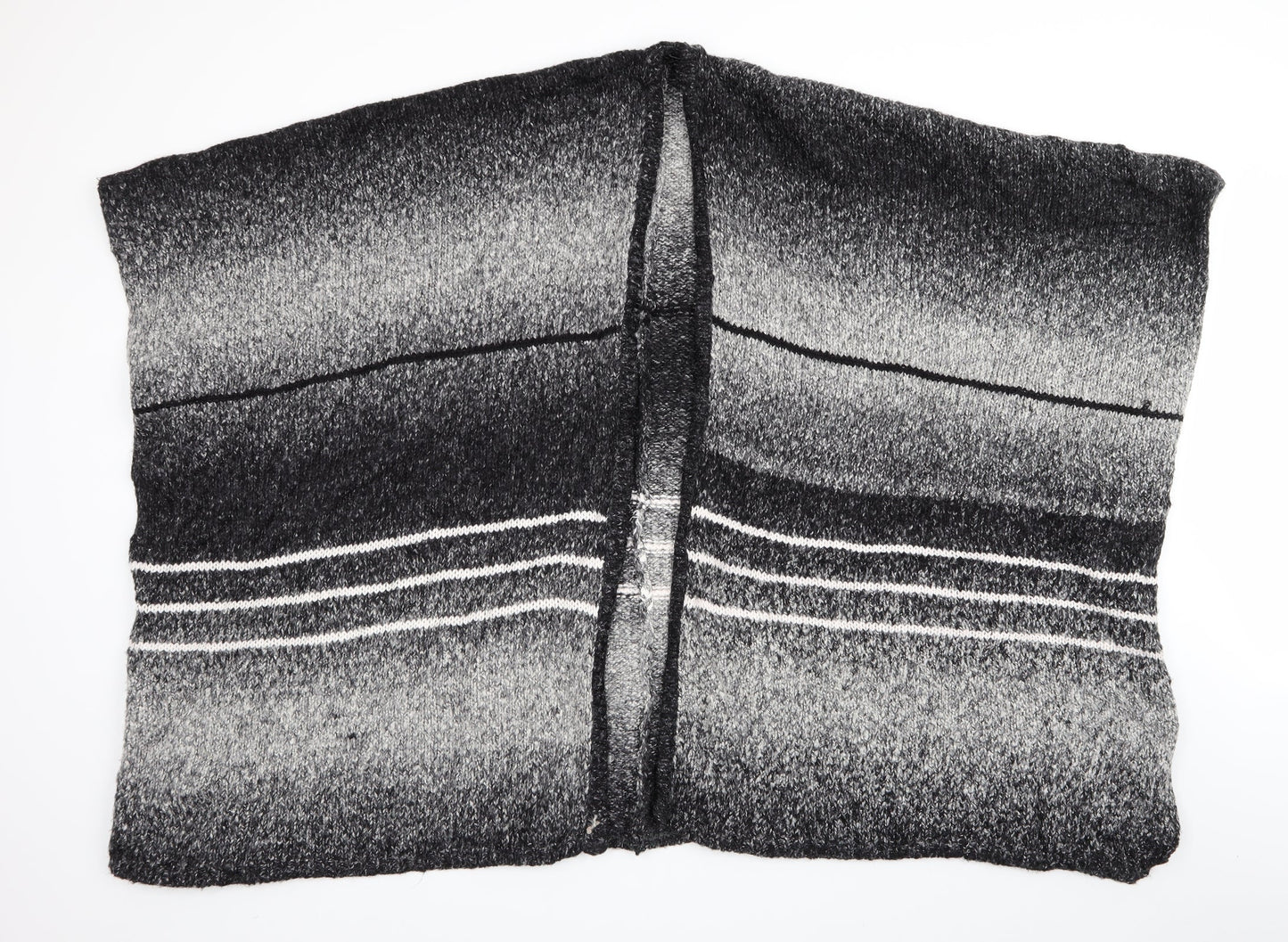 New Look  Womens Black Striped  Overcoat Poncho One Size  - Black Grey White