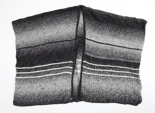 New Look  Womens Black Striped  Overcoat Poncho One Size  - Black Grey White