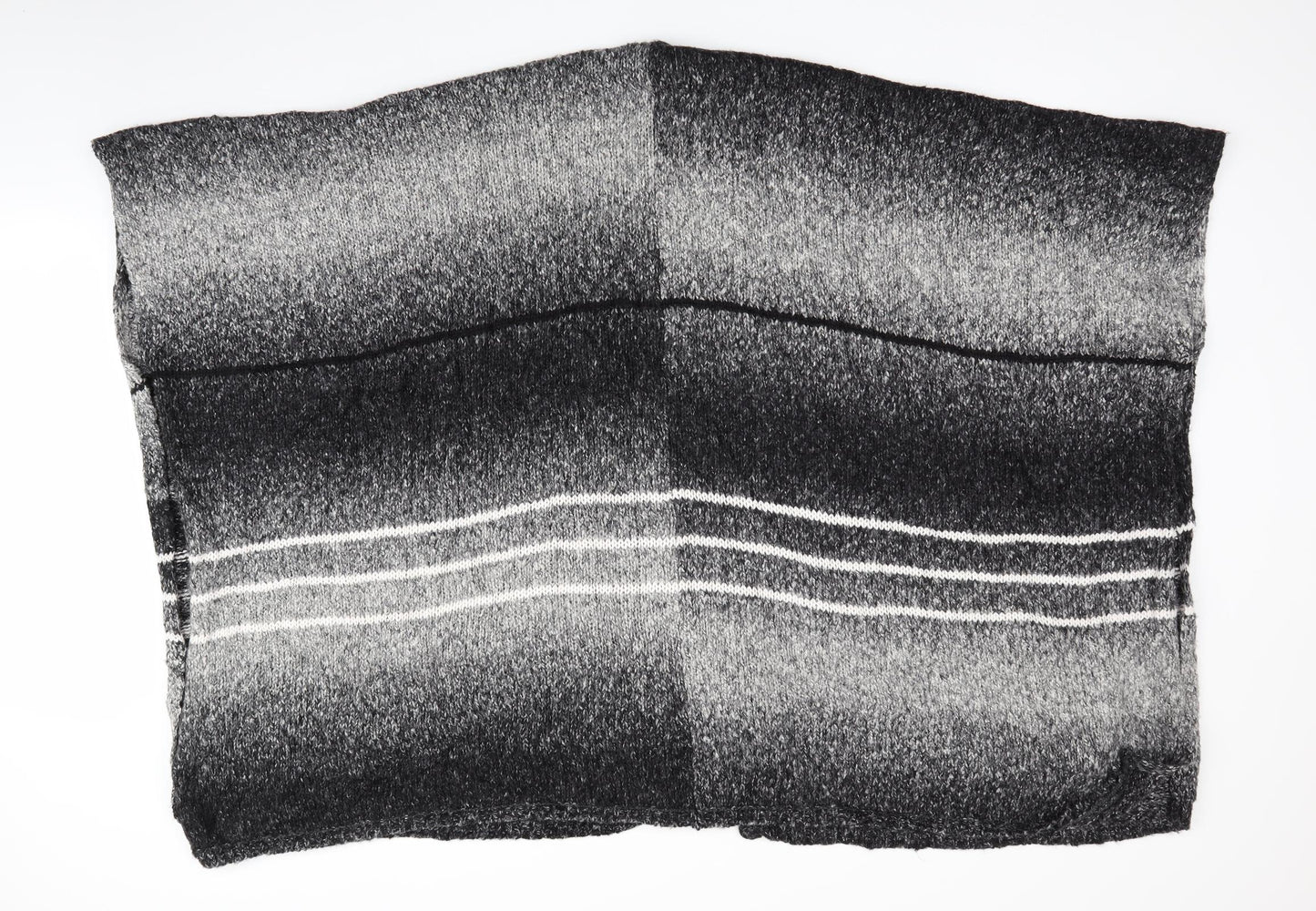 New Look  Womens Black Striped  Overcoat Poncho One Size  - Black Grey White