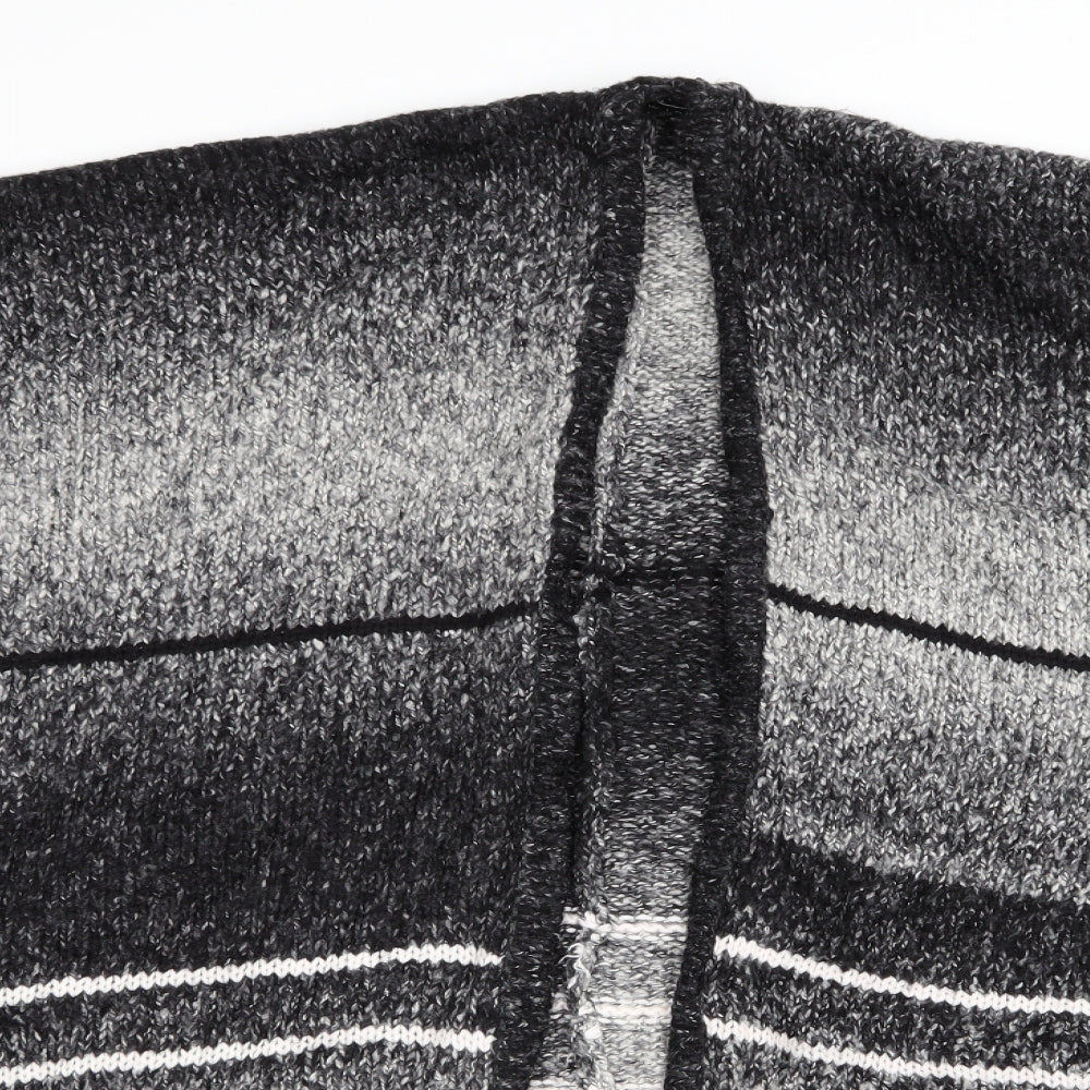 New Look  Womens Black Striped  Overcoat Poncho One Size  - Black Grey White