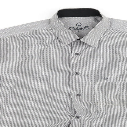 Mens UK Size L GGS Grey  Button-Up Long Sleeve Casual Shirt