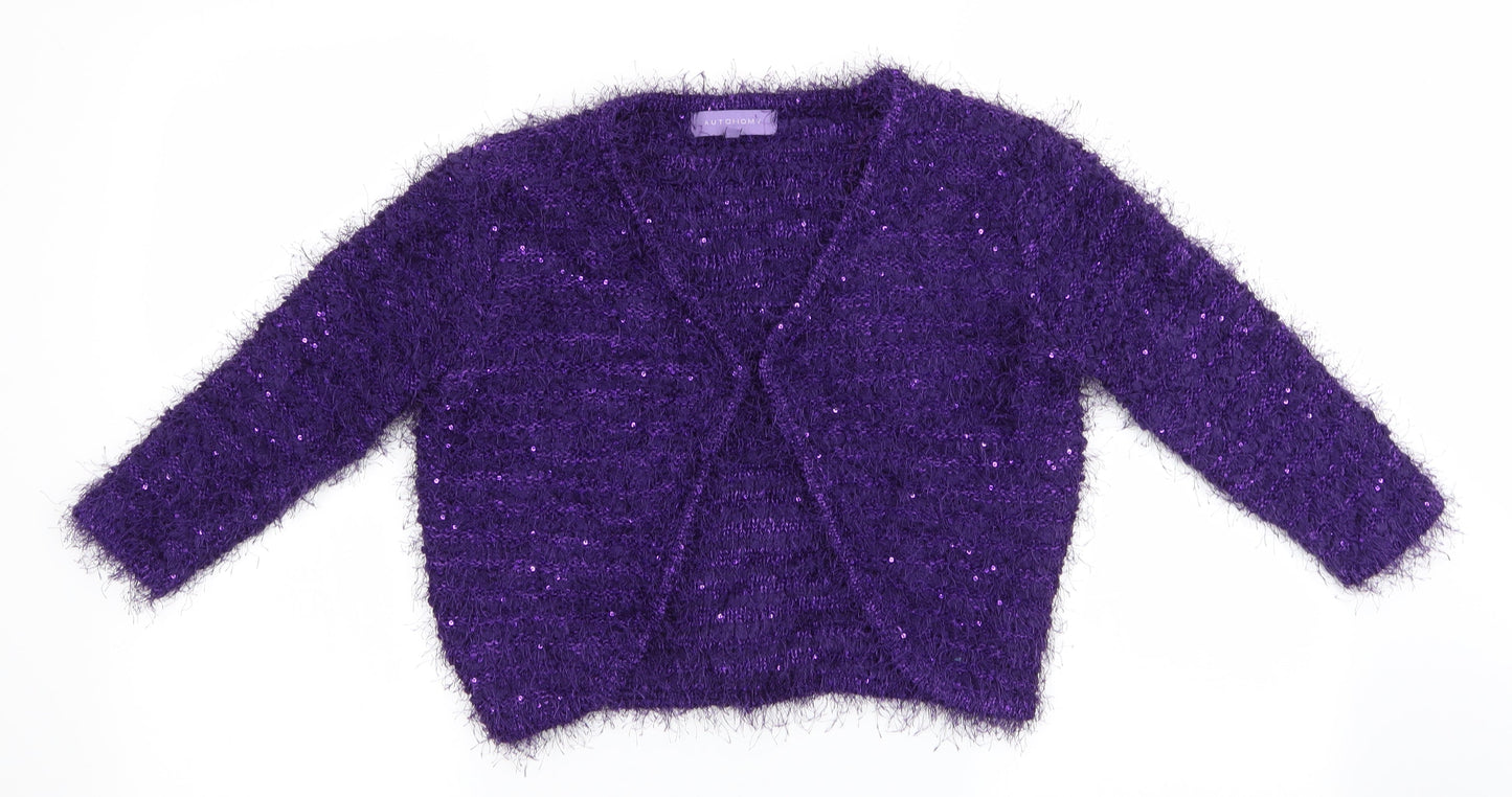 Autonomy Womens Purple   Cardigan Jumper Size S  - Subtle shimmer effect Hook & Eye