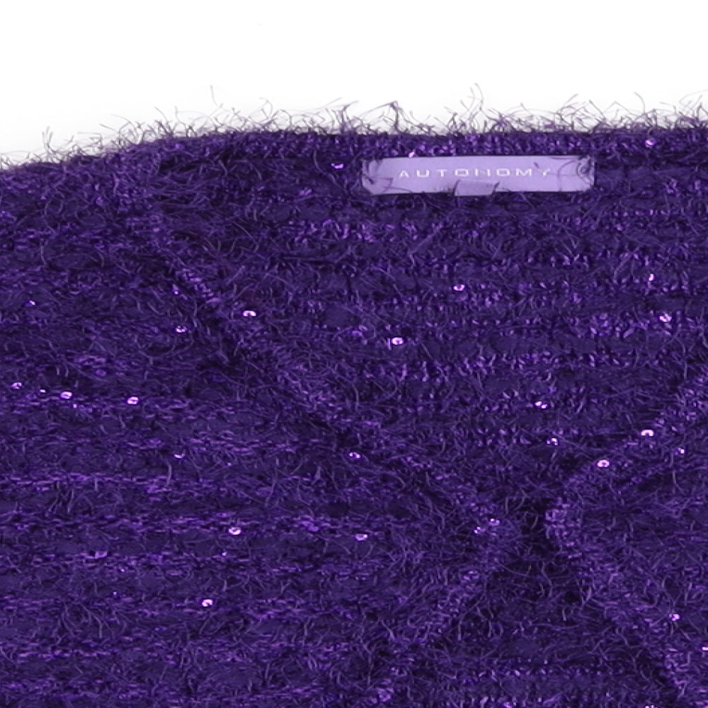 Autonomy Womens Purple   Cardigan Jumper Size S  - Subtle shimmer effect Hook & Eye
