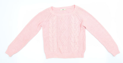Oasis Womens Pink Geometric  Pullover Jumper Size XS  - Peach in Colour