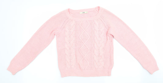 Oasis Womens Pink Geometric  Pullover Jumper Size XS  - Peach in Colour