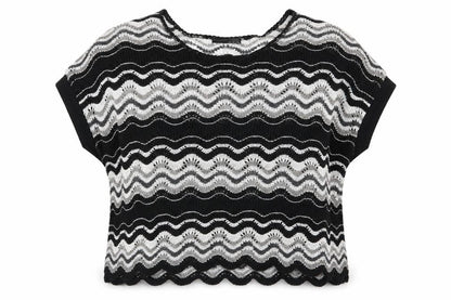 Atmosphere  Womens Black Striped  Pullover Jumper Size 18  - Subtle shimmer effect Open Knit