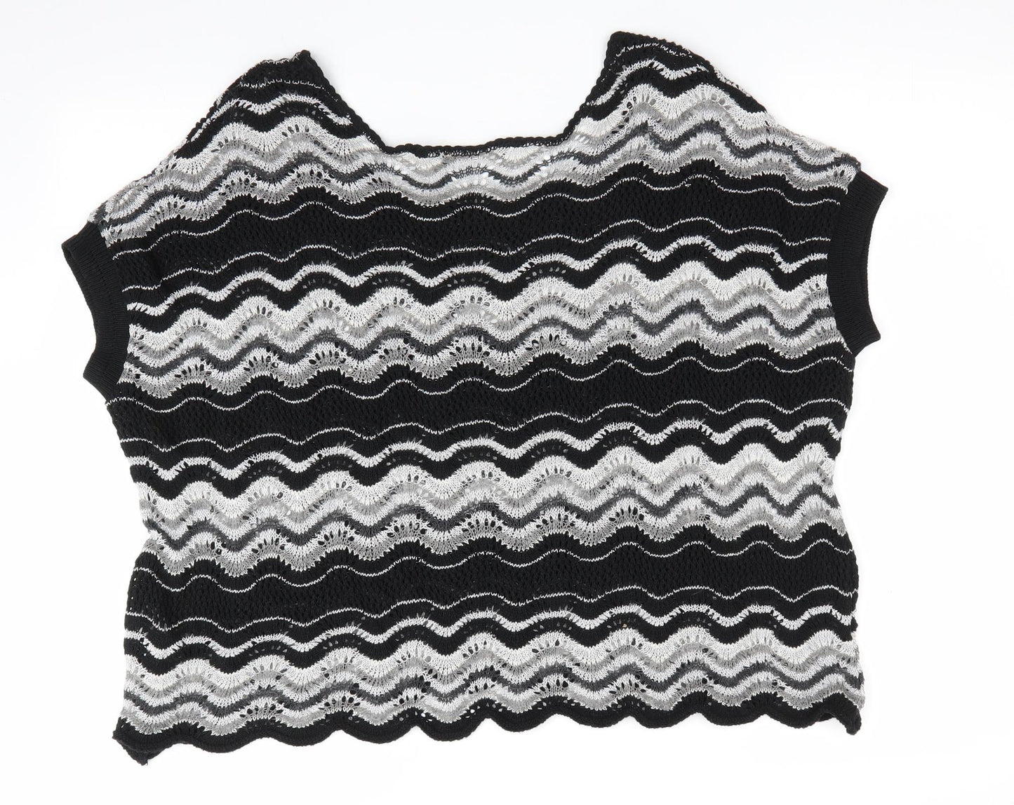 Atmosphere  Womens Black Striped  Pullover Jumper Size 18  - Subtle shimmer effect Open Knit