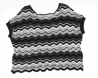 Atmosphere  Womens Black Striped  Pullover Jumper Size 18  - Subtle shimmer effect Open Knit