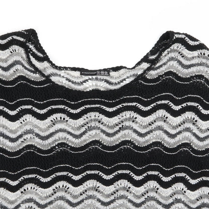 Atmosphere  Womens Black Striped  Pullover Jumper Size 18  - Subtle shimmer effect Open Knit