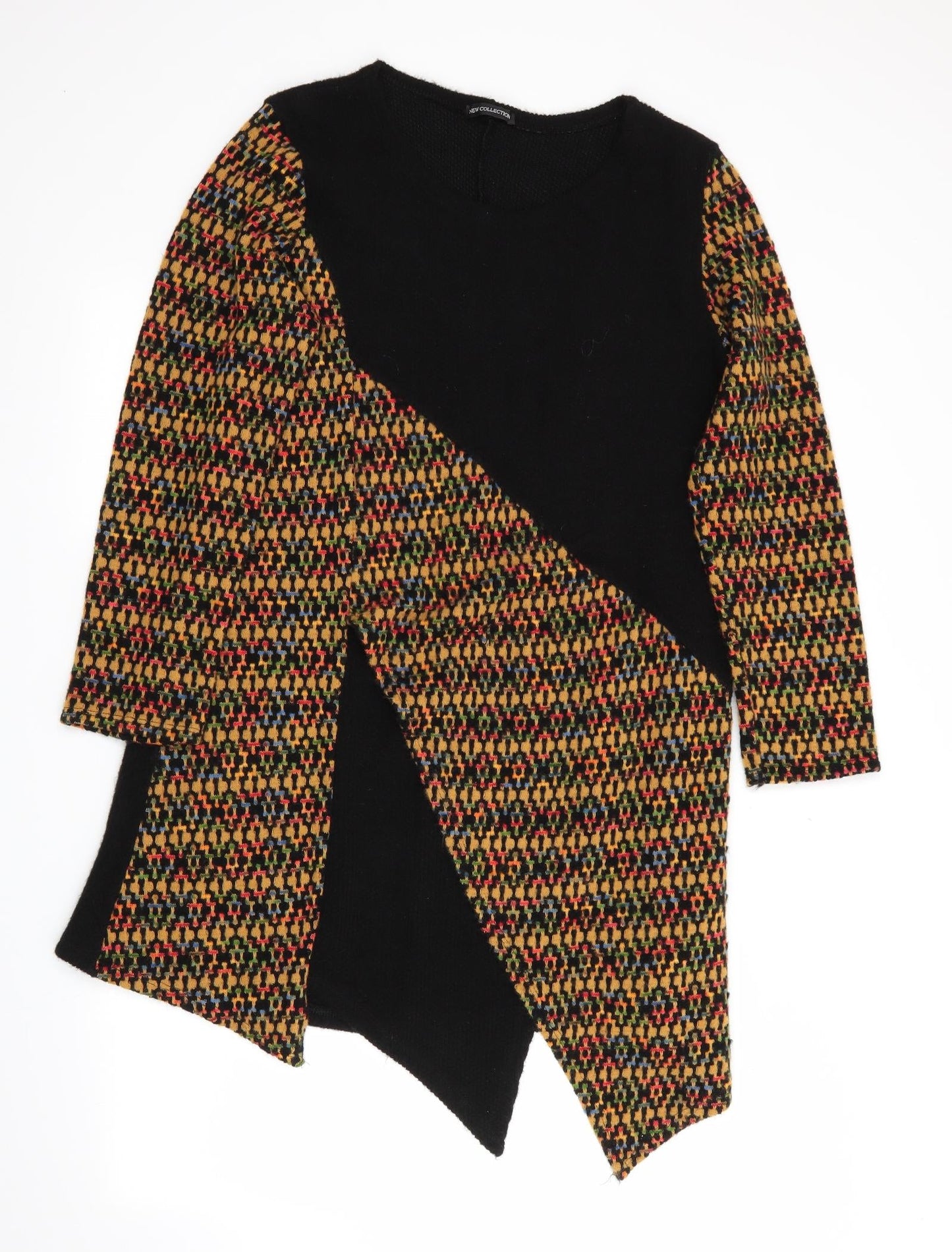 New Collection  Womens Black Geometric  Jumper Dress    - Hankerchief Front Hem