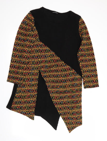 New Collection  Womens Black Geometric  Jumper Dress    - Hankerchief Front Hem