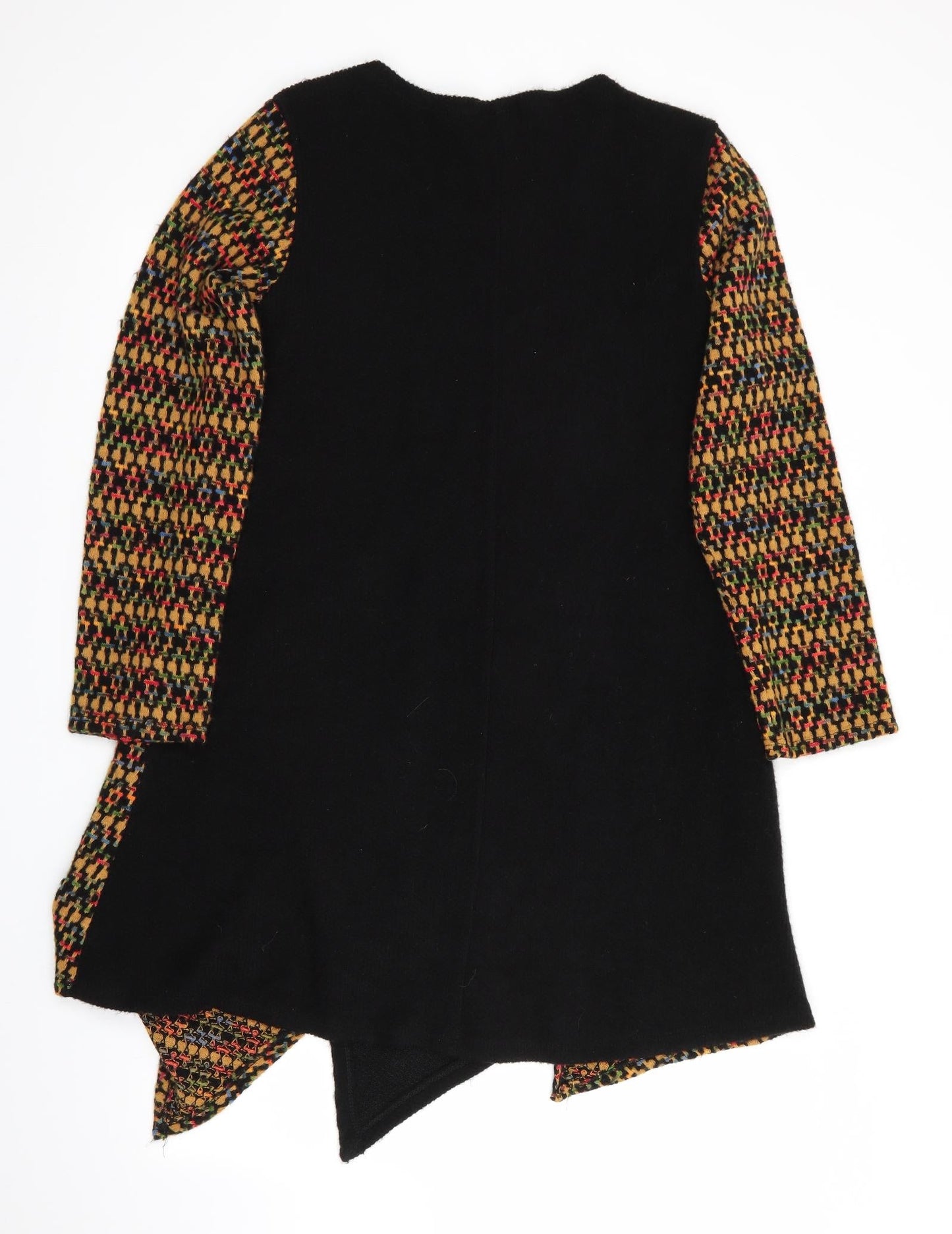 New Collection  Womens Black Geometric  Jumper Dress    - Hankerchief Front Hem