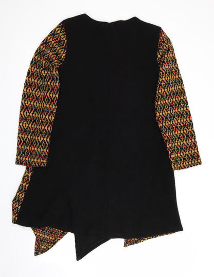 New Collection  Womens Black Geometric  Jumper Dress    - Hankerchief Front Hem