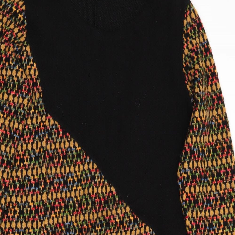 New Collection  Womens Black Geometric  Jumper Dress    - Hankerchief Front Hem