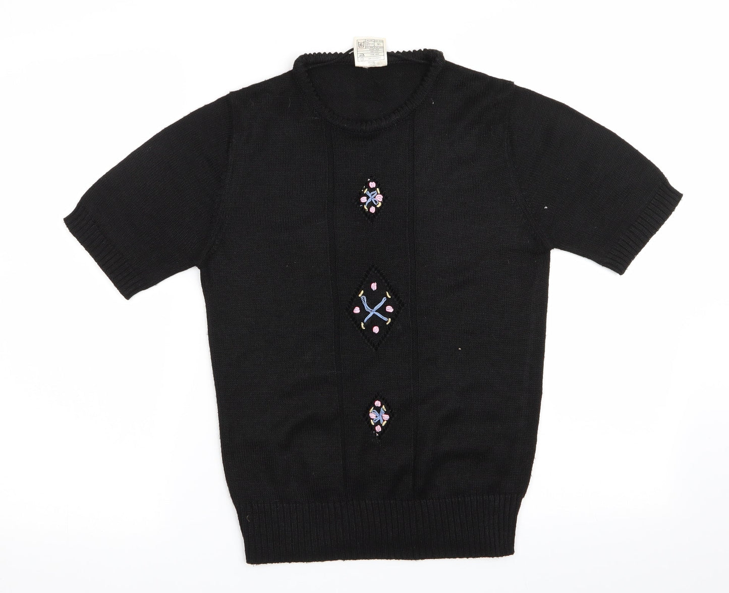 C&A Womens Black Floral  Pullover Jumper Size 12