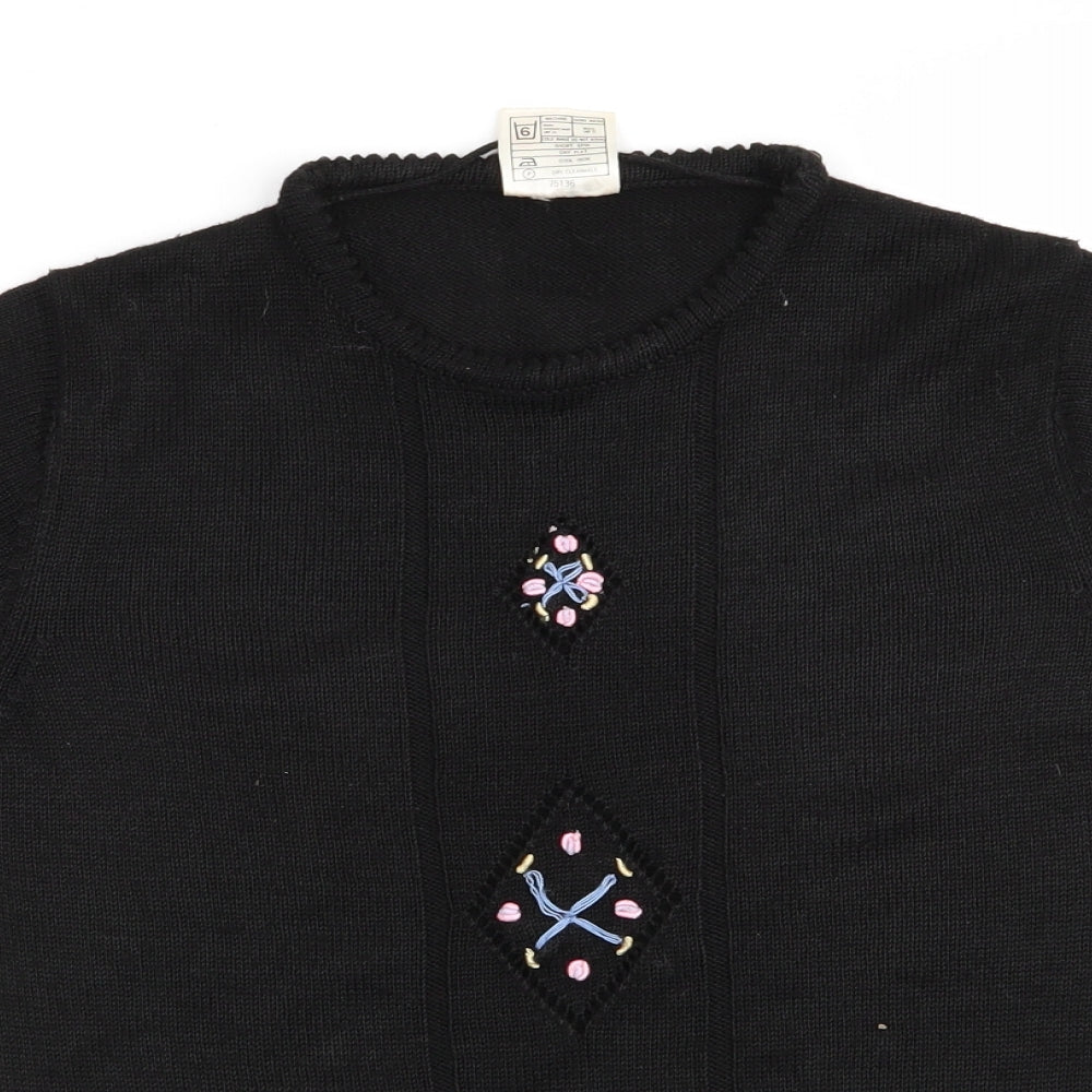 C&A Womens Black Floral  Pullover Jumper Size 12