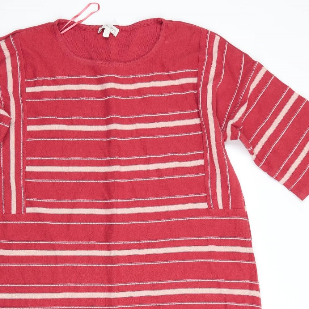 Mosoon Womens Orange Striped  Jumper Dress  Size L  - Dark Terracotta & Beige stripe