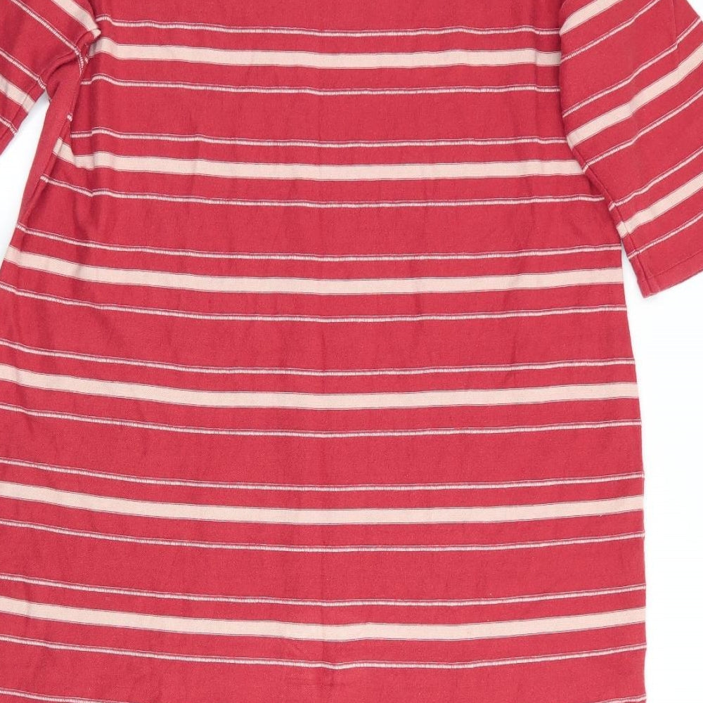 Mosoon Womens Orange Striped  Jumper Dress  Size L  - Dark Terracotta & Beige stripe