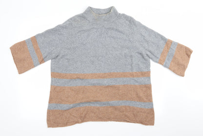 Gerry Weber Womens Grey Striped  Pullover Jumper Size 18  - Grey & Brown Stripes
