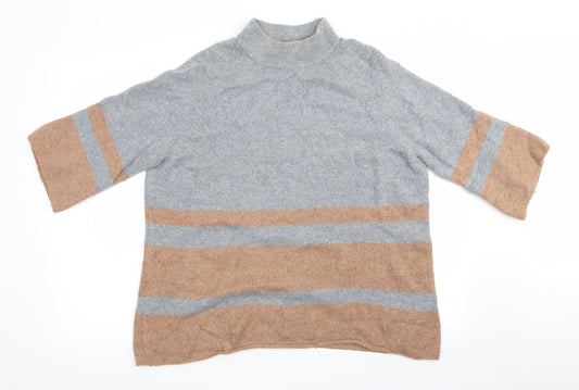 Gerry Weber Womens Grey Striped  Pullover Jumper Size 18  - Grey & Brown Stripes