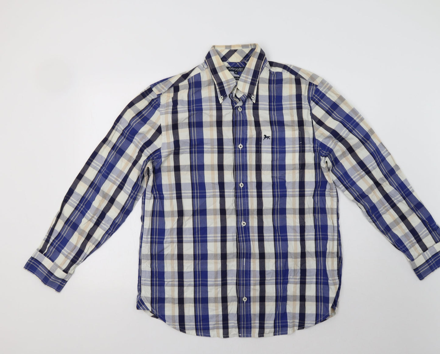 Mens UK Size M Matalan Blue  Button-Up Long Sleeve Casual Shirt