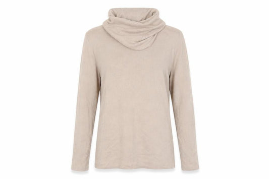 Front view of Peacocks women’s beige henley jumper, size UK 10