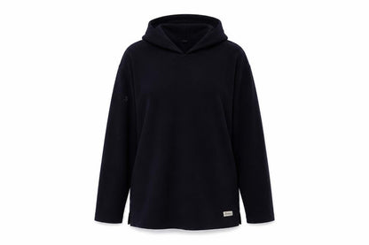 Front view of Outdoor Scene women’s blue henley hoodie, size M