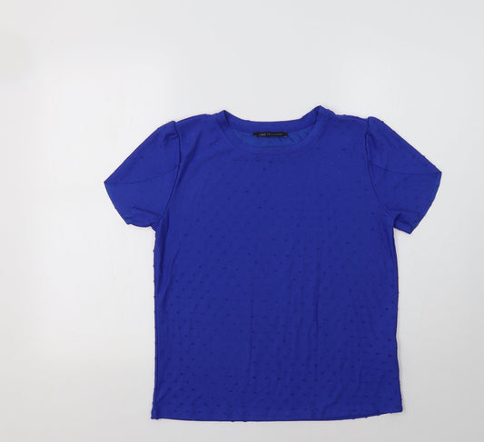 M&S Womens Blue Polka Dot  Basic Blouse Size 10