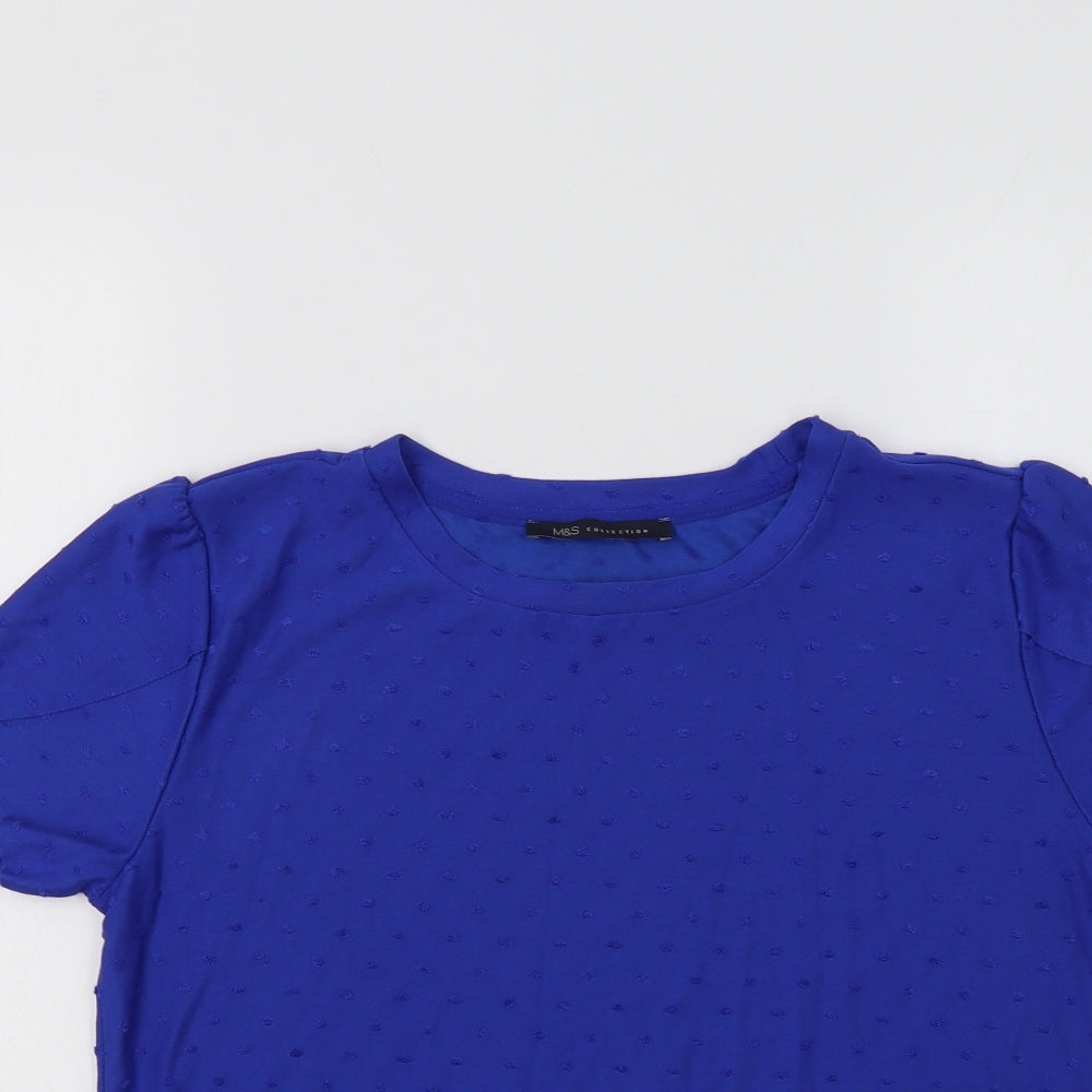 Womens UK Size 10 M&S Blue Basic Blouse