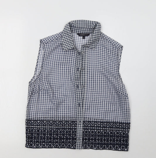 M&S Womens Blue Check  Basic Blouse Size 10