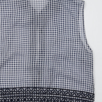 M&S Womens Blue Check  Basic Blouse Size 10